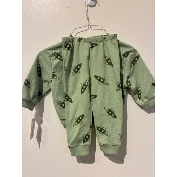 NWT Cat & Jack Green Rocket Sweatshirt & Pants Outfit - 18M - Picture 2 of 4